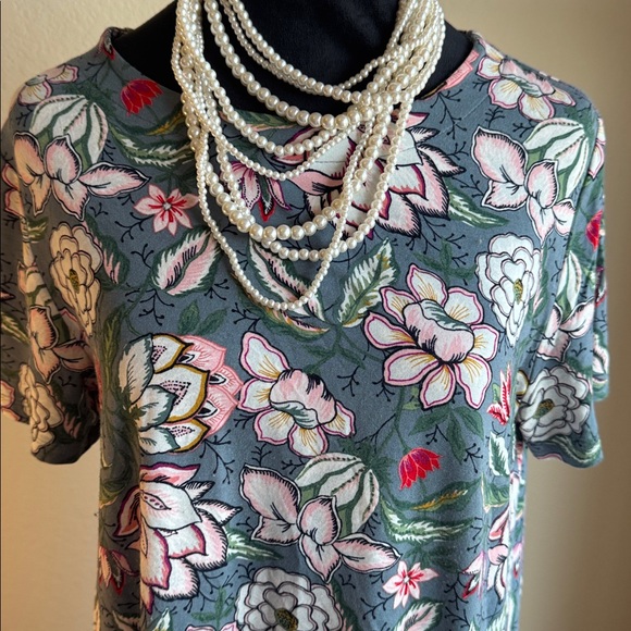 LOFT Floral Dress in Light Blue and White - Picture 2 of 3